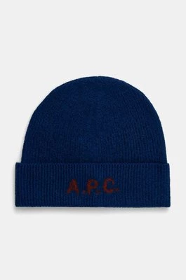 A.P.C. czapka wełniana bonnet harry kolor granatowy wełniana WVBDK.M25085