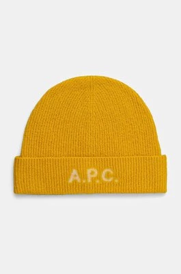 A.P.C. czapka wełniana bonnet harry kolor żółty wełniana WVBDK.M25085