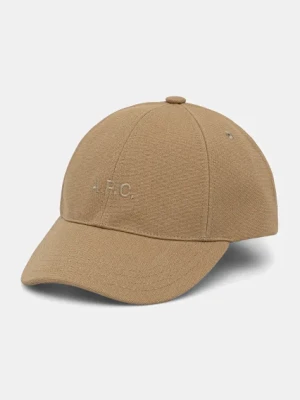 A.P.C. czapka z daszkiem bawełniana casquette charlie kolor beżowy gładka COGYX.M24069