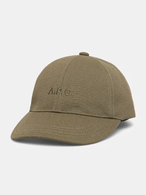 A.P.C. czapka z daszkiem bawełniana casquette charlie kolor zielony gładka COGYX.M24069
