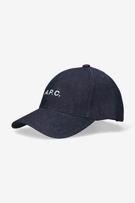 A.P.C. czapka z daszkiem Casquette Charlie kolor granatowy z aplikacją COCSX.M24069-INDIGO