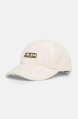 A.P.C. czapka z daszkiem z domieszką wełny casquette charlie polaire kolor biały z aplikacją PSAKA.M24146