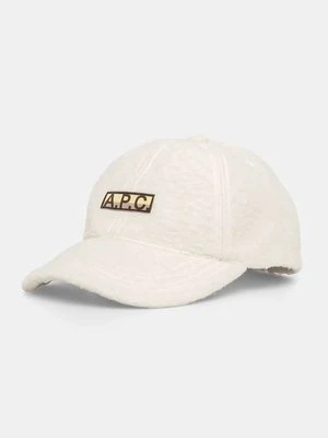 A.P.C. czapka z daszkiem z domieszką wełny casquette charlie polaire kolor biały z aplikacją PSAKA.M24146