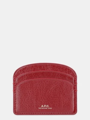 A.P.C. etui na karty skórzane porte-cartes demi-lune kolor czerwony PXCCK.F63270