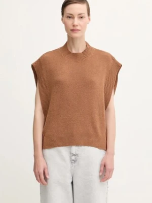 A.P.C. kamizelka wełniana Pull Mathilde damski kolor brązowy lekki z półgolfem WOASA.F23430