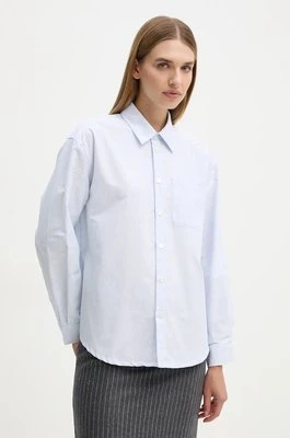 A.P.C. koszula bawełniana chemise boyfriend logo damska kolor niebieski relaxed z kołnierzykiem klasycznym COGUH.F12550