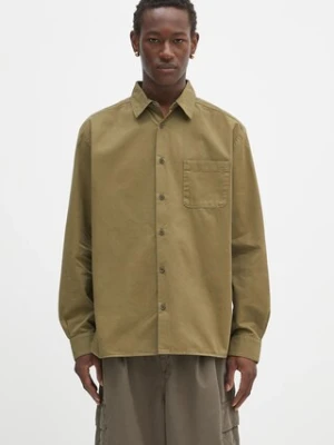 A.P.C. koszula bawełniana Chemise Malo Logo męska kolor zielony relaxed z kołnierzykiem klasycznym COHKU.H12553