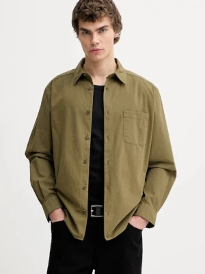 A.P.C. koszula bawełniana Chemise Malo Logo męska kolor zielony relaxed z kołnierzykiem klasycznym COHKU.H12553