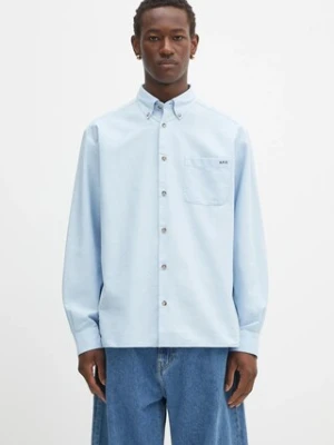 A.P.C. koszula bawełniana Chemise Mateo Logo męska kolor niebieski relaxed z kołnierzykiem button-down COHAH.H12599