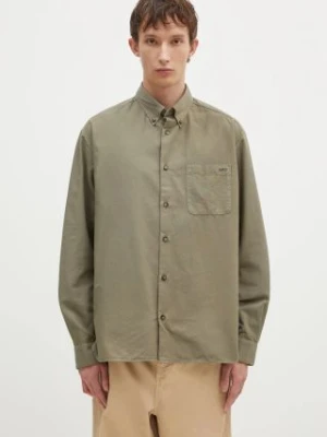 A.P.C. koszula bawełniana Chemise Mateo Logo męska kolor zielony relaxed z kołnierzykiem button-down COHAH-H12599