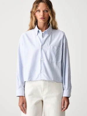 A.P.C. koszula damska bawełniana chemise sophia button down logo niebieski