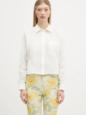 A.P.C. koszula lniana Chemise Sophie Logo damska kolor biały relaxed z kołnierzykiem klasycznym LIAEK.F12627