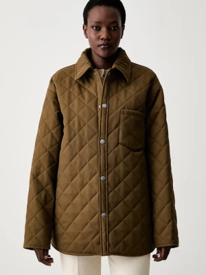 A.P.C. kurtka przejściowa damska z dodatkiem wełny blouson georges zielony