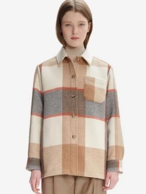 A.P.C. kurtka wełniana Blouson Darlene kolor beżowy przejściowa oversize WOANS.F02773-MULTICOLOR