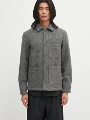 A.P.C. kurtka wełniana veste emile logo kolor szary przejściowa WVBEH.H32029