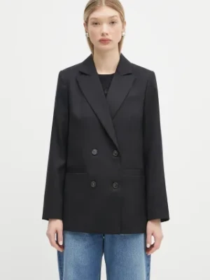 A.P.C. marynarka wełniana veste lucy kolor czarny dwurzędowa gładka WOAPO.F03212