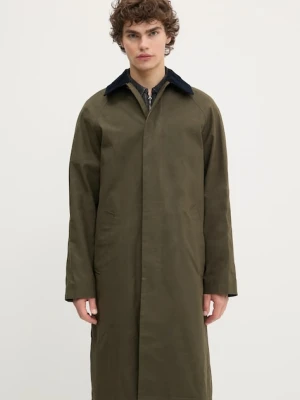 A.P.C. płaszcz bawełniany mac gaspard męski kolor zielony przejściowy COHIL.M01548