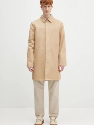 A.P.C. płaszcz bawełniany mac ville kolor beżowy przejściowy COZBA.H01103