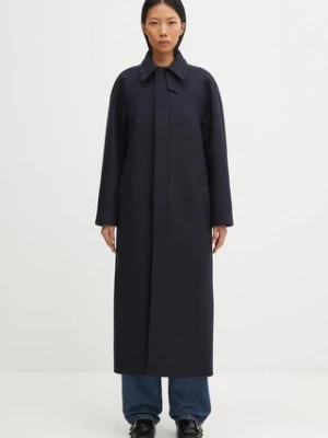 A.P.C. płaszcz z dodatkiem wełny Manteau Gaia kolor granatowy WVBEB.F01533