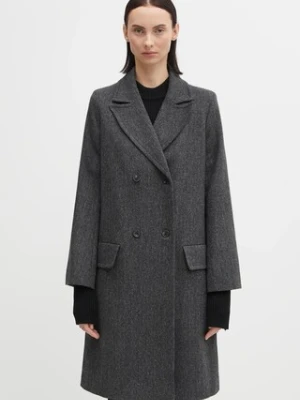 A.P.C. płaszcz z dodatkiem wełny Manteau Ginny kolor szary WOARA.F01545