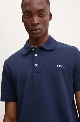 A.P.C. polo bawełniane polo standard GOTS kolor granatowy gładki COGWZ.H26342