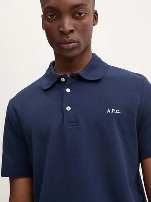 A.P.C. polo bawełniane polo standard GOTS kolor granatowy gładki COGWZ.H26342