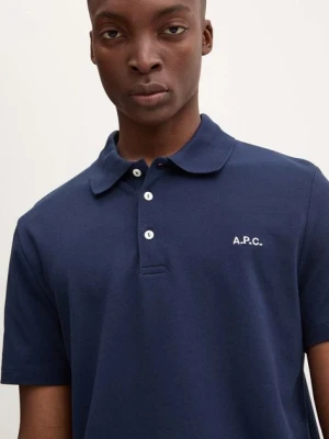 A.P.C. polo bawełniane polo standard GOTS kolor granatowy gładki COGWZ.H26342