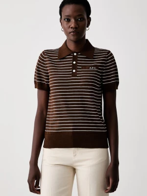 A.P.C. polo swetrowe damskie bawełniane polo aline brązowy