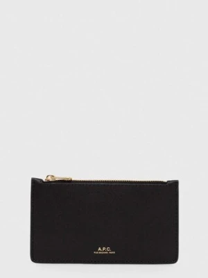 A.P.C. portfel skórzany porte-cartes willow damski kolor czarny PXAWV.F63276