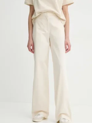 A.P.C. spodnie bawełniane pantalon margaret damskie kolor beżowy szerokie high waist COHFU.F08476