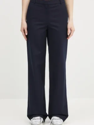 A.P.C. spodnie bawełniane pantalon margaret damskie kolor granatowy szerokie high waist COHFU.F08476