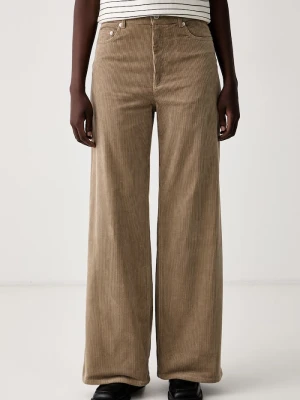 A.P.C. spodnie wide leg damskie sztruksowe jean clyde beżowy