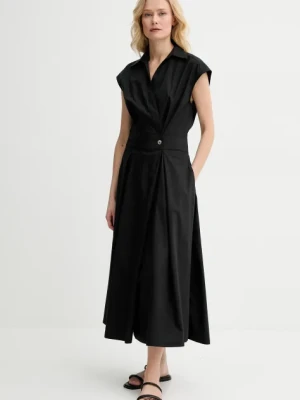 A.P.C. sukienka bawełniana robe athena kolor czarny midi rozkloszowana COEVD.F35149