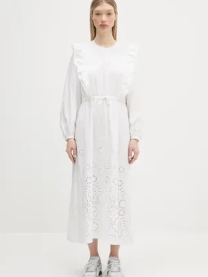 A.P.C. sukienka bawełniana Robe Ginger kolor biały midi rozkloszowana COHFF.F35154