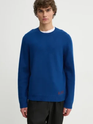 A.P.C. sweter wełniany pull edward męski kolor granatowy WVBDK.H23059