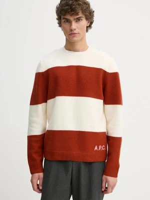 A.P.C. sweter wełniany pull edwardo męski kolor pomarańczowy WVBDL.H23364