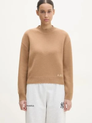 A.P.C. sweter wełniany Pull Esther damski kolor brązowy  WVBDK-F23373