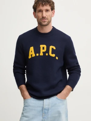 A.P.C. sweter wełniany pull joshua granatowy