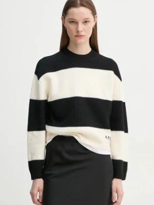 A.P.C. sweter wełniany pull penny damski kolor czarny z półgolfem WVBDL.F23370