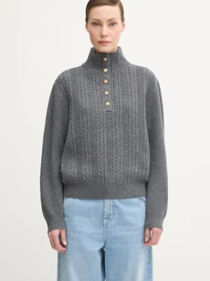 A.P.C. sweter wełniany Pull Thea damski kolor szary z półgolfem WVBCZ.F23426