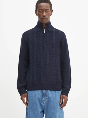 A.P.C. sweter wełniany Pull Theo męski kolor granatowy z półgolfem WVBCZ.H23416