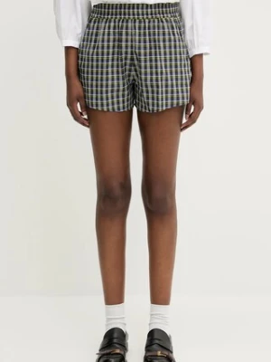 A.P.C. szorty bawełniane Short Andrea damskie kolor zielony wzorzyste high waist COHGA.F10217