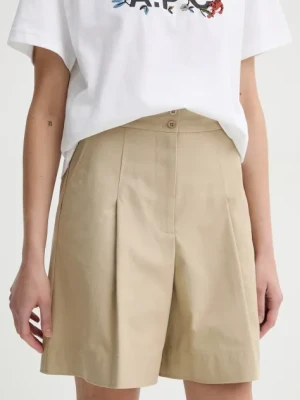 A.P.C. szorty bawełniane short orlane damskie kolor zielony gładkie high waist COHFU.F10214