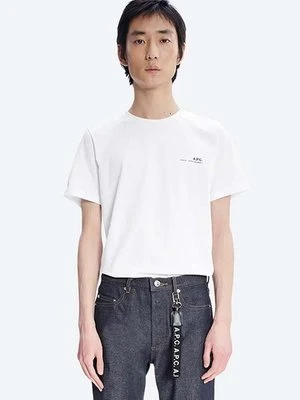 A.P.C. t-shirt bawełniany Item F kolor biały z nadrukiem COEOP.H26904-WHITE