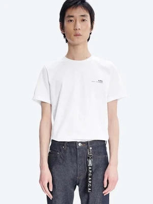 A.P.C. t-shirt bawełniany Item F kolor biały z nadrukiem COEOP.H26904-WHITE