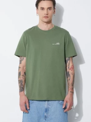 A.P.C. t-shirt bawełniany item męski kolor zielony z nadrukiem COFBT-H26904