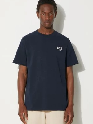 A.P.C. t-shirt bawełniany Standard Rue Madame Gots męski kolor granatowy gładki COHBU-M26388