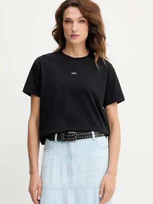 A.P.C. t-shirt bawełniany t-shirt boxy micro logo GOTS damski kolor czarny COHBW.F26387