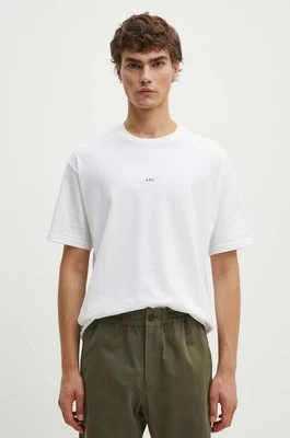 A.P.C. t-shirt bawełniany t-shirt boxy micro logo GOTS męski kolor biały gładki COHBW.H26386