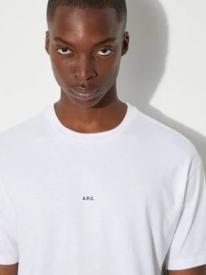 A.P.C. t-shirt bawełniany t-shirt boxy micro logo GOTS męski kolor biały gładki COHBW.H26386